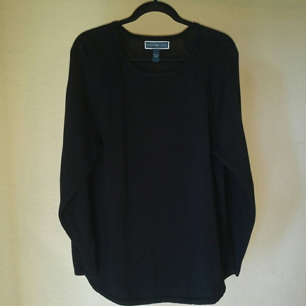 Karen Scott Oversized Sweater Dress in Black